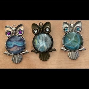 One of a kind, hand poured, painted owl pin